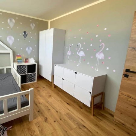 Autocolant pentru perete - flamingo roz cu sfere, 100 x 90 cm [4]