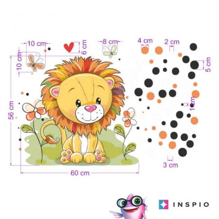 Stickere decorative - Autocolant pentru perete - Leu mic + bile, 60 x 60 cm