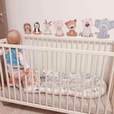 Autocolant pentru perete - Padure plina cu animale, set 9 buc, de la 15 la 25 cm [4]