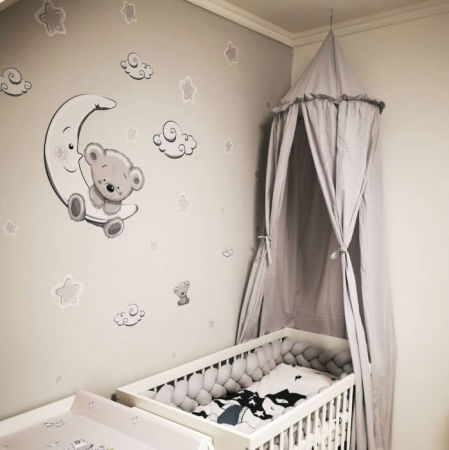 Autocolant pentru perete - Ursulet si luna 50 x 60 cm + stele si nori [5]