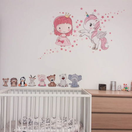 Autocolant - Printesa si unicorn + stele, printesa 60 x 38 cm, unicorn 68 x 55 cm [3]
