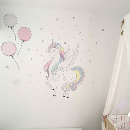 Autocolant unicorn - autocolant textil colorat curcubeu, Diverse marimi [3]