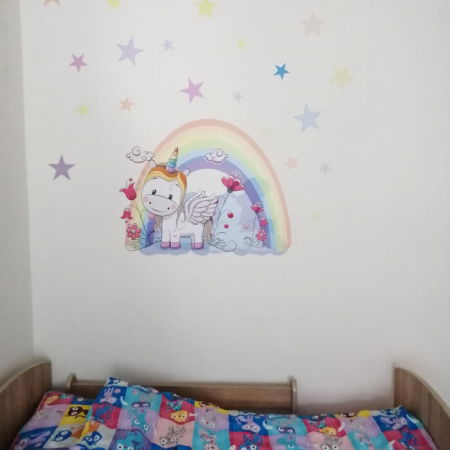 Stickere decorative - Autocolant - Unicornul meu + text si stele, Diverse dimensiuni