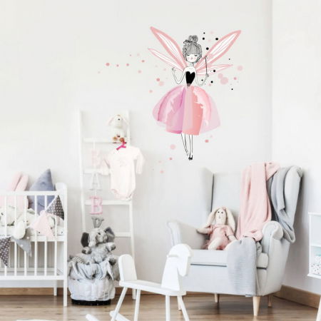 Stickere decorative - Autocolant zana magica pentru printese, Roz, Diverse dimensiuni