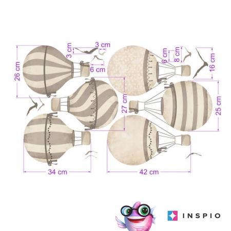 Stickere decorative si covorase - Autocolante baloane in nuante neutre, 6 buc