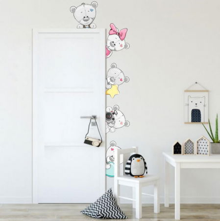 Stickere decorative - Autocolante in jurul usii - Ursuleti gri II - Diverse modele