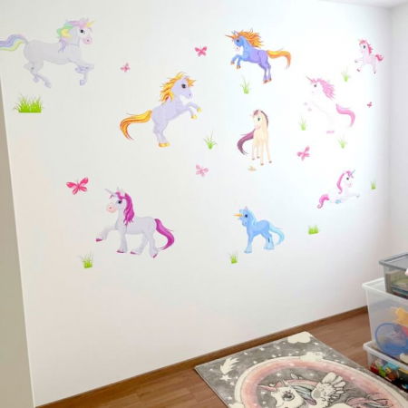 Autocolante pentru camera - Unicorni, set mic, Roz [2]