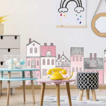 Stickere decorative - Autocolante pentru perete - Case roz, Diverse modele