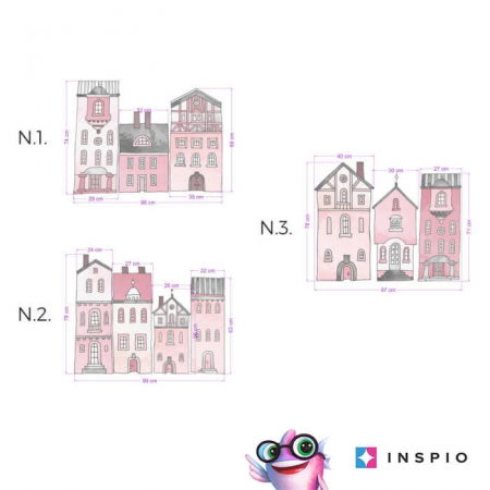 Stickere decorative - Autocolante pentru perete - Case roz, Diverse modele