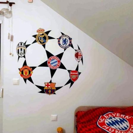 Autocolante pentru perete - Echipe de fotbal UEFA, 90 x 90 cm, Negru [4]