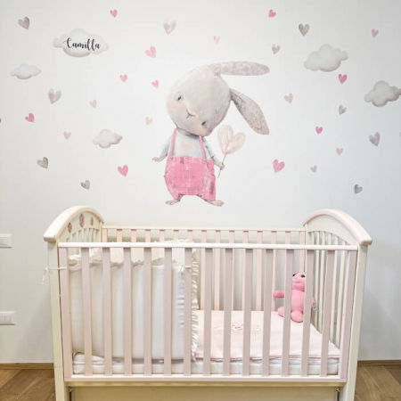 Stickere decorative si covorase - Autocolante pentru perete - Iepuras cu inimioara, Diverse marimi