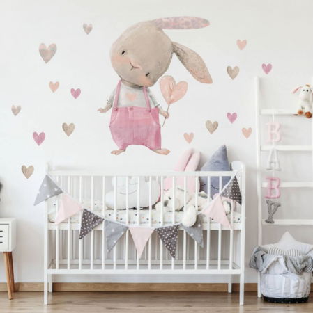 Stickere decorative - Autocolante pentru perete - Iepuras cu inimioara, Diverse marimi