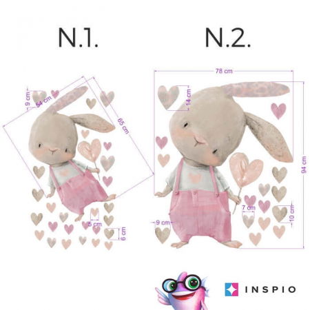 Stickere decorative - Autocolante pentru perete - Iepuras cu inimioara, Diverse marimi