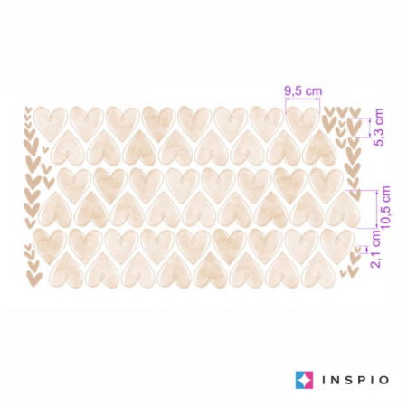 Stickere decorative - Autocolante textile INSPIO - Inimi bej pentru camera copiilor
