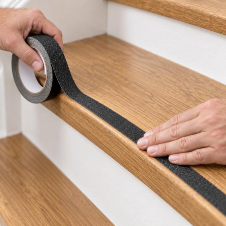Banda antialunecare cu autoadeziv pentru trepte, rezistenta la apa, PVC,  500 cm lungime x 2.5 cm latime [5]