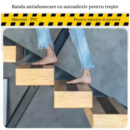 Banda antialunecare cu autoadeziv pentru trepte, rezistenta la apa, PVC, Diverse dimensiuni [5]