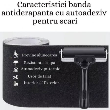 Banda antiderapanta cu autoadeziv pentru scari, rezistenta la apa, PET, Diverse dimensiuni [4]