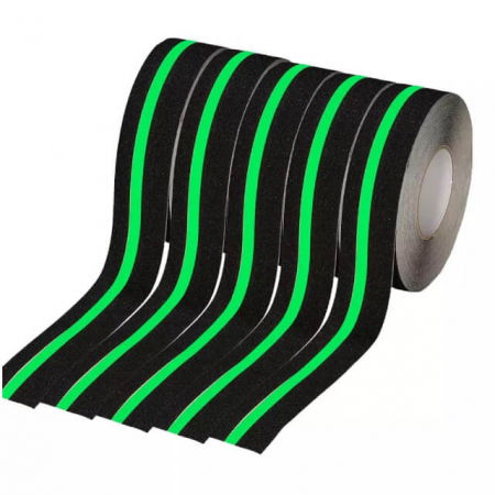 Protectii utile - Banda reflectorizanta, antialunecare cu autoadeziv pentru trepte, fosforescenta, 5x500 cm