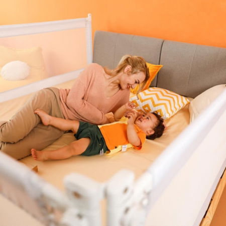 Bariera protectie pat pentru copii si bebelusi - Bariera laterala pat, inaltime ajustabila 70-90 cm | Empria