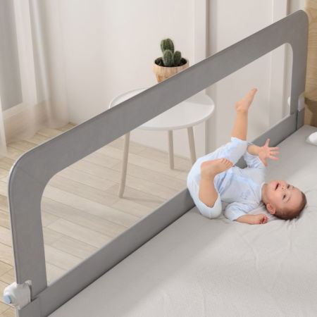 Bariera protectie pat copii, rabatabila, H 70 - 83 cm, 150 cm, Gri [0]