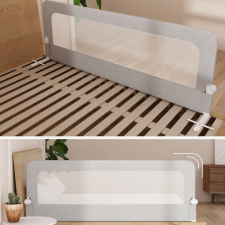 Bariera protectie pat copii, rabatabila, H 70 - 83 cm, 150 cm, Gri [5]