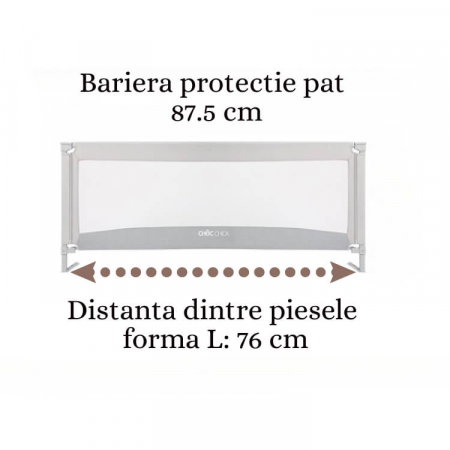 PRODUS RESIGILAT-Bariera protectie pat cu inaltime ajustabila, 75-98 cm, 90 cm [10]