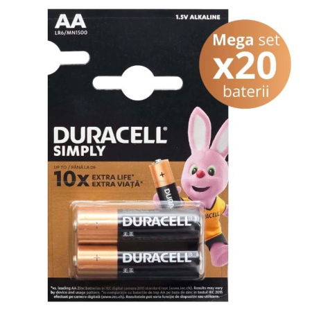 Ceasuri copii - Baterii Duracell AA LR6 Alkaline 1.5V – Blister 20 buc – Empria