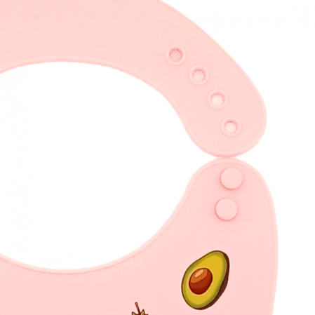 Bavetica din silicon pentru diversificare bebelusi, cu buzunar, baveta cauciuc bebe, Empria, Fructe, Roz [1]