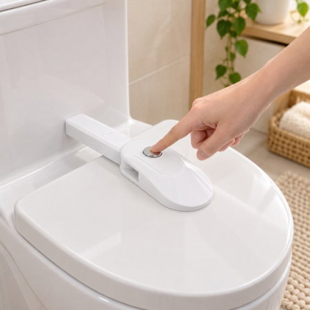 Protectii utile - Blocator capac toaleta, pentru bebelusi si copii, protectie was WC, Empria, siguranta WC, 22.3 x 7.5 x 3 cm, alb