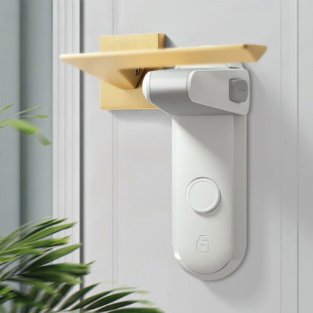 Protectie mobila pentru copii si bebelusi - Blocator usa, Empria, siguranta maner usa, 12.5x4.5x7.6, Alb/Gri