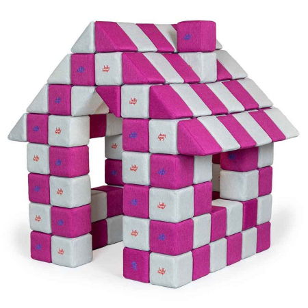 Blocuri JOY Magnetice de construit, JollyHeap, 150 cuburi, Alb Fildes-Roz [0]