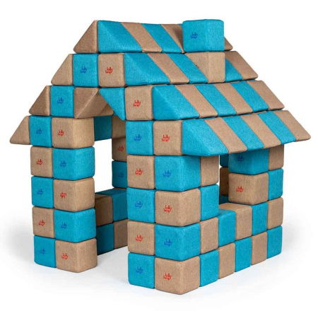 Blocuri JOY Magnetice de construit, JollyHeap, 150 cuburi, Bej-Bleu [0]