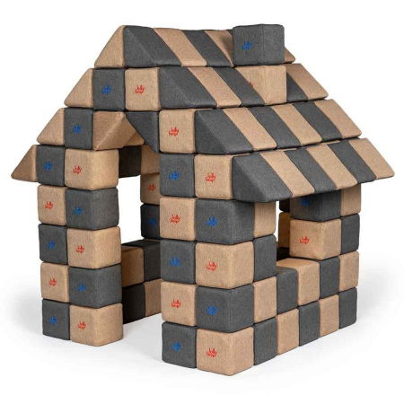 Blocuri JOY Magnetice de construit, JollyHeap, 150 cuburi, Bej-Gri Inchis [0]