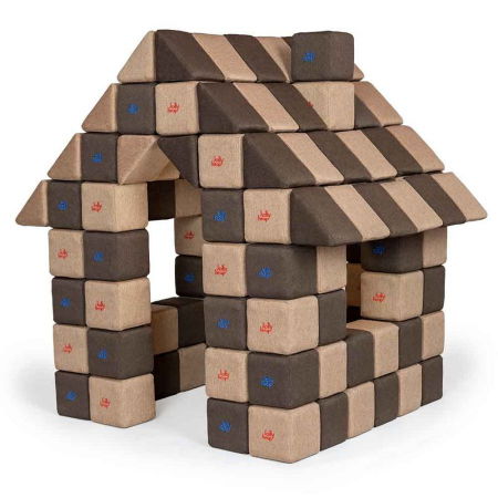 Blocuri JOY Magnetice de construit, JollyHeap, 150 cuburi, Bej-Maro [0]