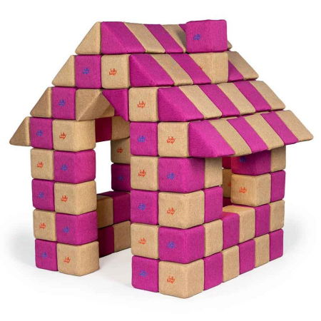 Blocuri JOY Magnetice de construit, JollyHeap, 150 cuburi, Bej-Roz [0]