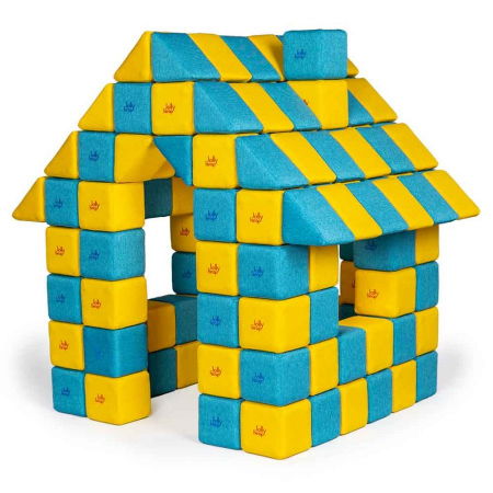 Blocuri JOY Magnetice de construit, JollyHeap, 150 cuburi, Galben-Bleu [0]