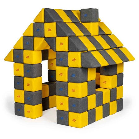 Blocuri JOY Magnetice de construit, JollyHeap, 150 cuburi, Galben-Gri Inchis [0]