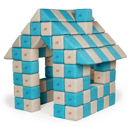 Blocuri JOY Magnetice de construit, JollyHeap, 150 cuburi, Gri-Bleu [0]