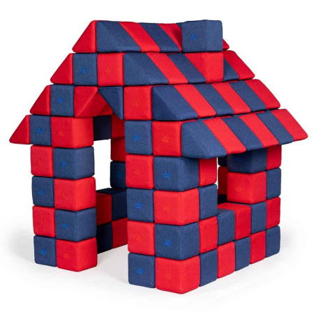 Blocuri JOY Magnetice de construit, JollyHeap, 150 cuburi, Rosu-Albastru [0]