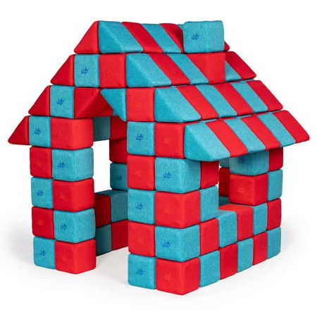 Blocuri JOY Magnetice de construit, JollyHeap, 150 cuburi, Rosu-Bleu [0]