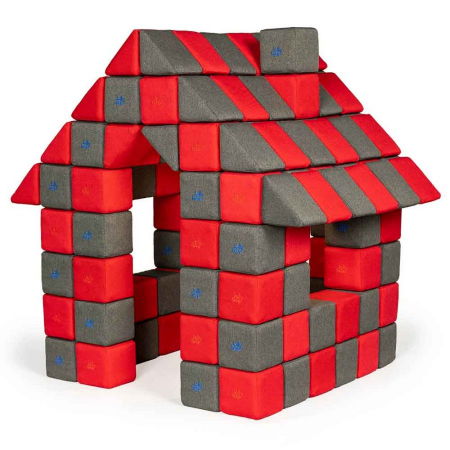 Blocuri JOY Magnetice de construit, JollyHeap, 150 cuburi, Rosu-Gri Inchis [0]