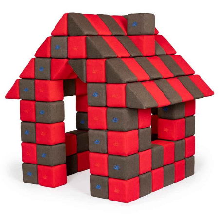 Blocuri JOY Magnetice de construit, JollyHeap, 150 cuburi, Rosu-Maro [0]