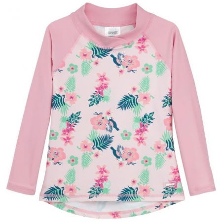 Haine plaja / inot - Bluza Copii Maneca Lunga, Anti-Iritatii, Protectie Soare UPF50+, Floral Pink, Marimea 2