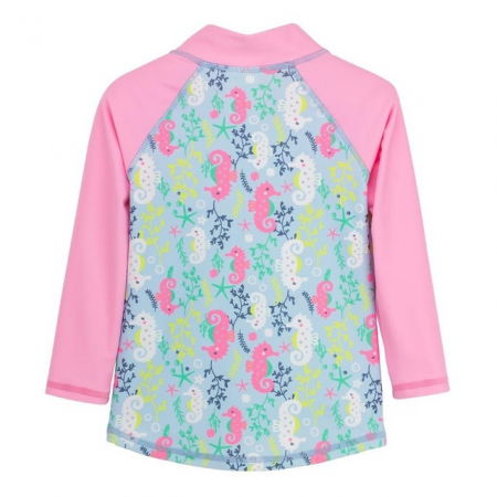 Haine plaja / inot - Bluza Copii Maneca Lunga, Anti-Iritatii, Protectie Soare UPF50+, Sea Horse, Marimea 0
