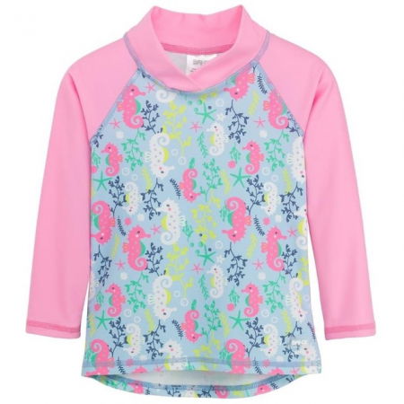Haine plaja / inot - Bluza Copii Maneca Lunga, Anti-Iritatii, Protectie Soare UPF50+, Sea Horse, Marimea 0