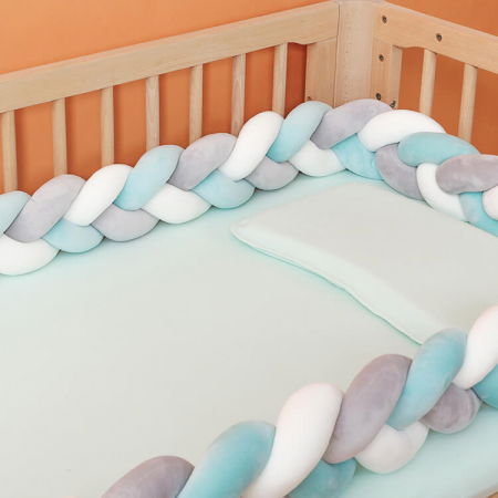 Aparatori laterale patut bebe - Bumper impletit aparator patut, foarte lung si ultra soft, Diverse dimensiuni