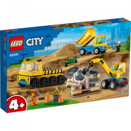 LEGO - Camioane de constructie si macara cu bila pentru demolari
