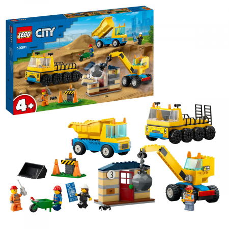 LEGO - Camioane de constructie si macara cu bila pentru demolari