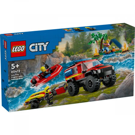 LEGO - LEGO® City - Camion 4X4 si barca de pompieri (60412), 301 piese