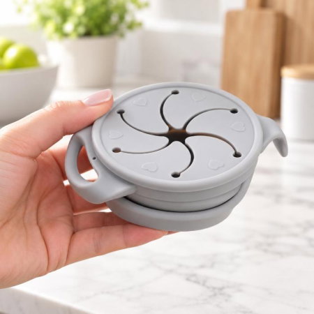 Cana din silicon 2 in 1, pentru gustari si apa, cu capac anti-varsare, Empria, Diverse culori [2]